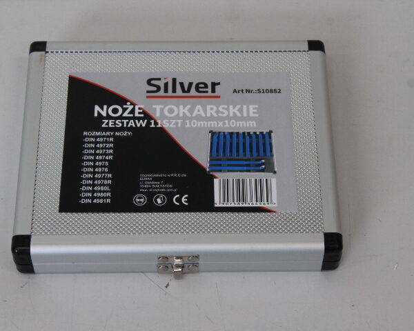 SALE OUT. TURNING KNIVES IN A CASE 10x10mm / 11 pcs. SUITCASE /SILVER | Geko BROKEN LOCK, SCRATCHED PAINT