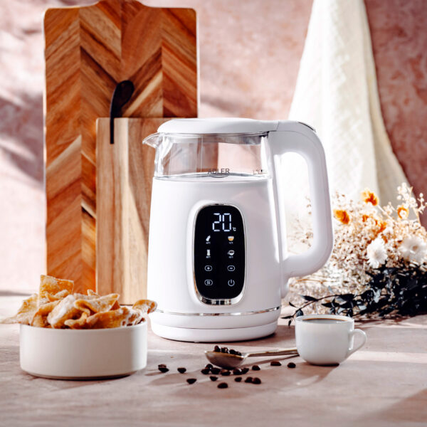 Adler Kettle with LED Display | AD 1305 | Electric | 2200 W | 1.7 L | Plastic | 360° rotational base | White/Silver - Image 9