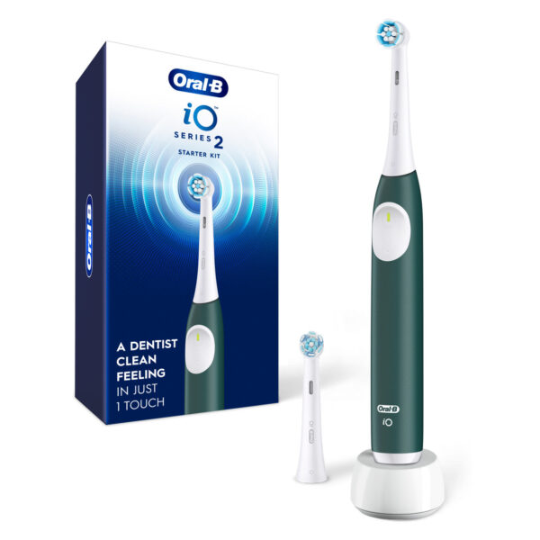 Oral-B Electric Toothbrush with Pressure sensor | iO2 | Rechargeable | For adults | Number of brush heads included 2 | Number of teeth brushing modes 3 | Forest Green - Image 2