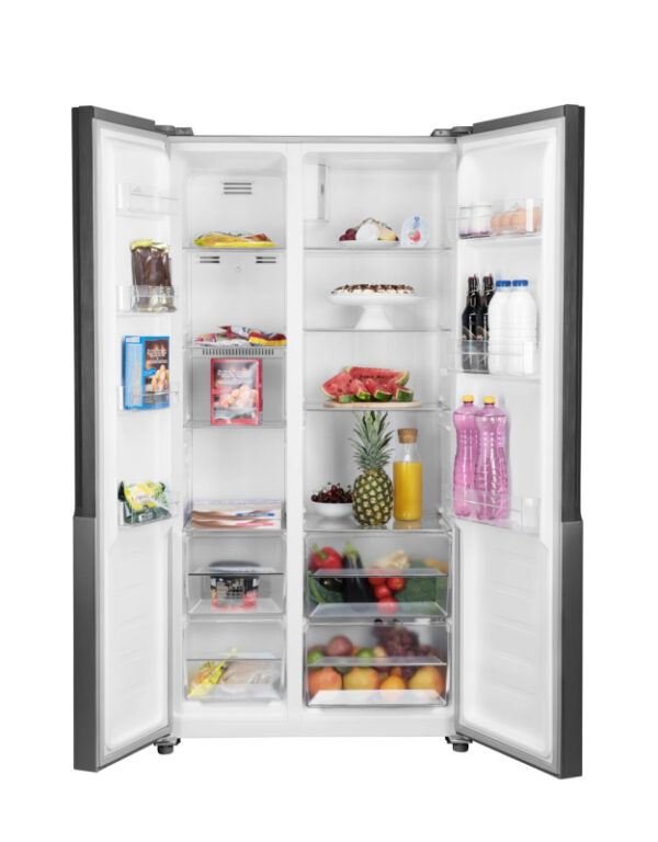 ETA | Refrigerator | ETA138890010EN | Energy efficiency class E | Free standing | Side by Side | Height 177 cm | No Frost system | Fridge net capacity 291 L | Freezer net capacity 151 L | Display | 39 dB | Stainless Steel - Image 4