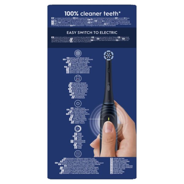 Oral-B Electric Toothbrush with Pressure sensor | iO2 | Rechargeable | For adults | Number of brush heads included 1 | Number of teeth brushing modes 3 | Black - Image 3