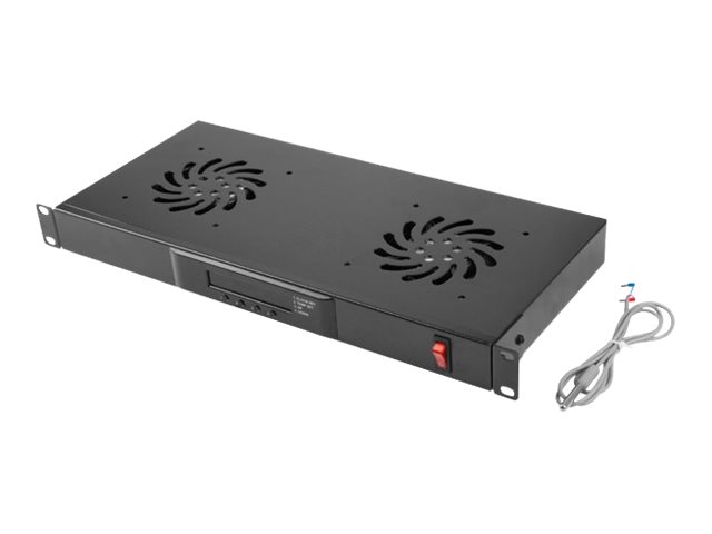 Lanberg 19" fan unit/ventilation panel with LCD 2 fans + thermostat 230V | AK-1502-B | Black