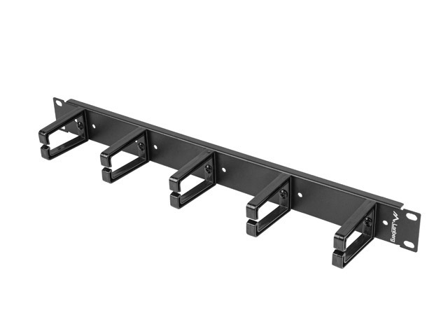 Lanberg 19" cable management panel with 5 plastic holders 1U type B | AK-1202-B | Black - Image 2