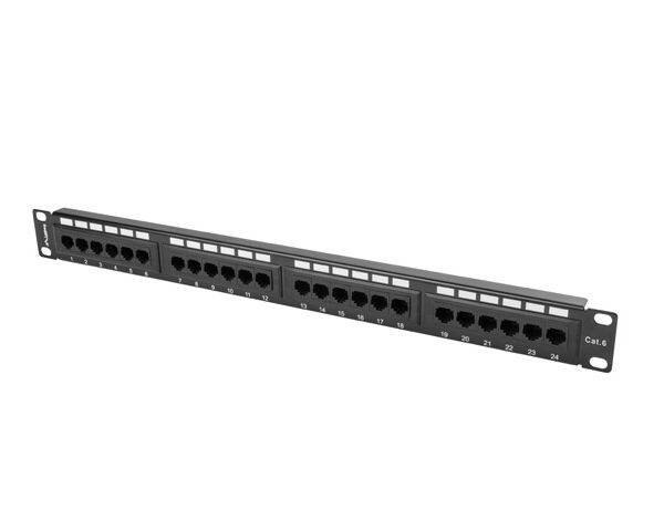 Lanberg | Patch Panel 24 port 1U 19" CAT.6 UTP | PPU6-1024-B | Black