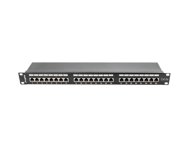 Lanberg | Patch Panel 24 Port 1U 19" CAT.5E FT with Cable Organizer Shielded | PPS5-1024-B | Black - Image 7