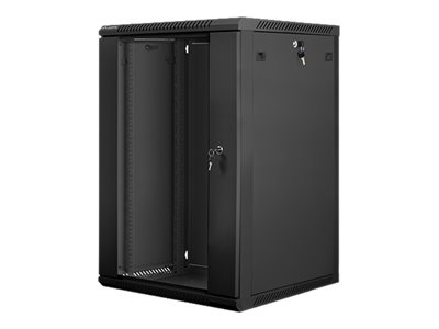 Lanberg | Rack cabinet 19" wall-mount 18U/600x600 (flat pack) with glass door | WF01-6618-10B | Black
