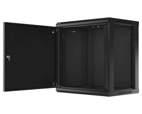 Lanberg | Rack cabinet 19" wall-mount 12U/600x450 for self-assembly with metal door (flat pack) | WF01-6412-00B | Black