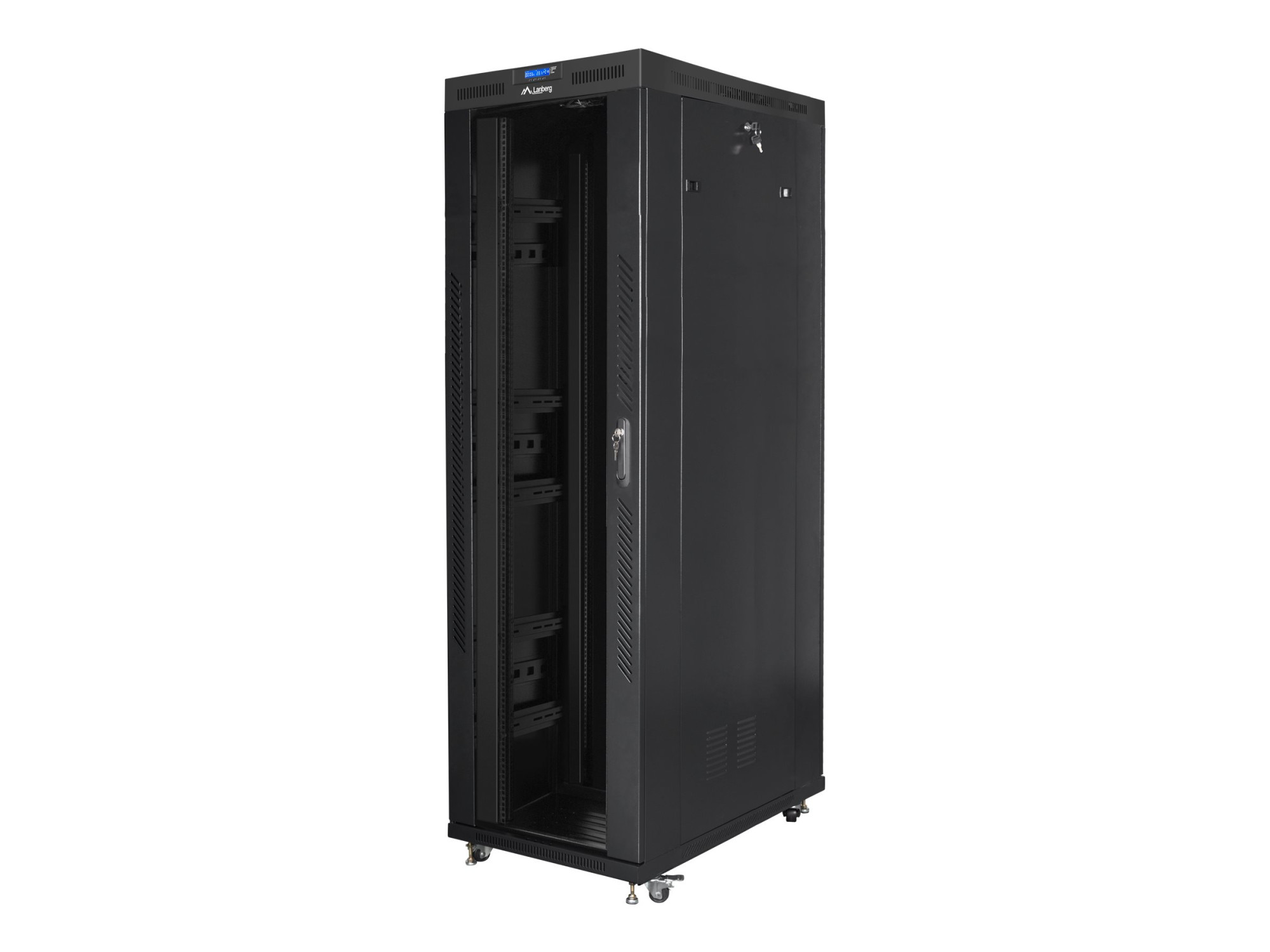 Lanberg | Rack cabinet 19" free-standing 42U/800x1200 (flat pack) with glass door, LCD | FF01-8242-12BL | Black