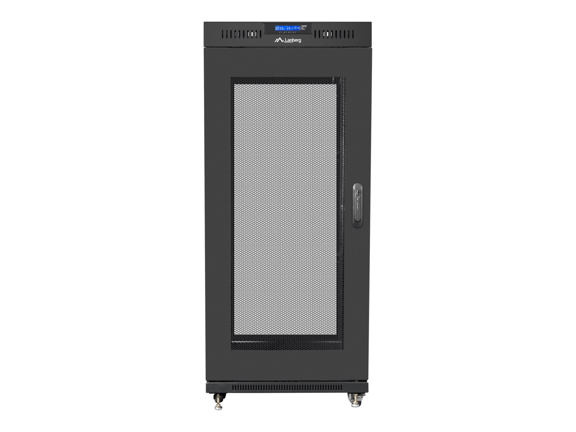 Lanberg | Rack cabinet 19" free-standing 27U/600x800 (flat pack) with mesh door, LCD | FF01-6827-23BL | Black - Image 2
