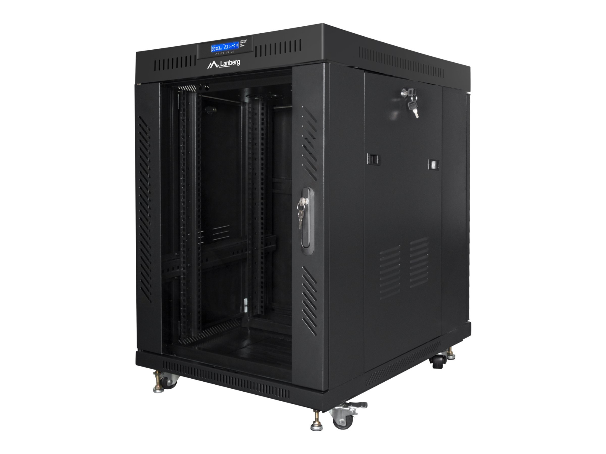 Lanberg | Rack cabinet 19" free-standing 15U/600x800 (flat pack) with glass door, LCD | FF01-6815-12BL | Black