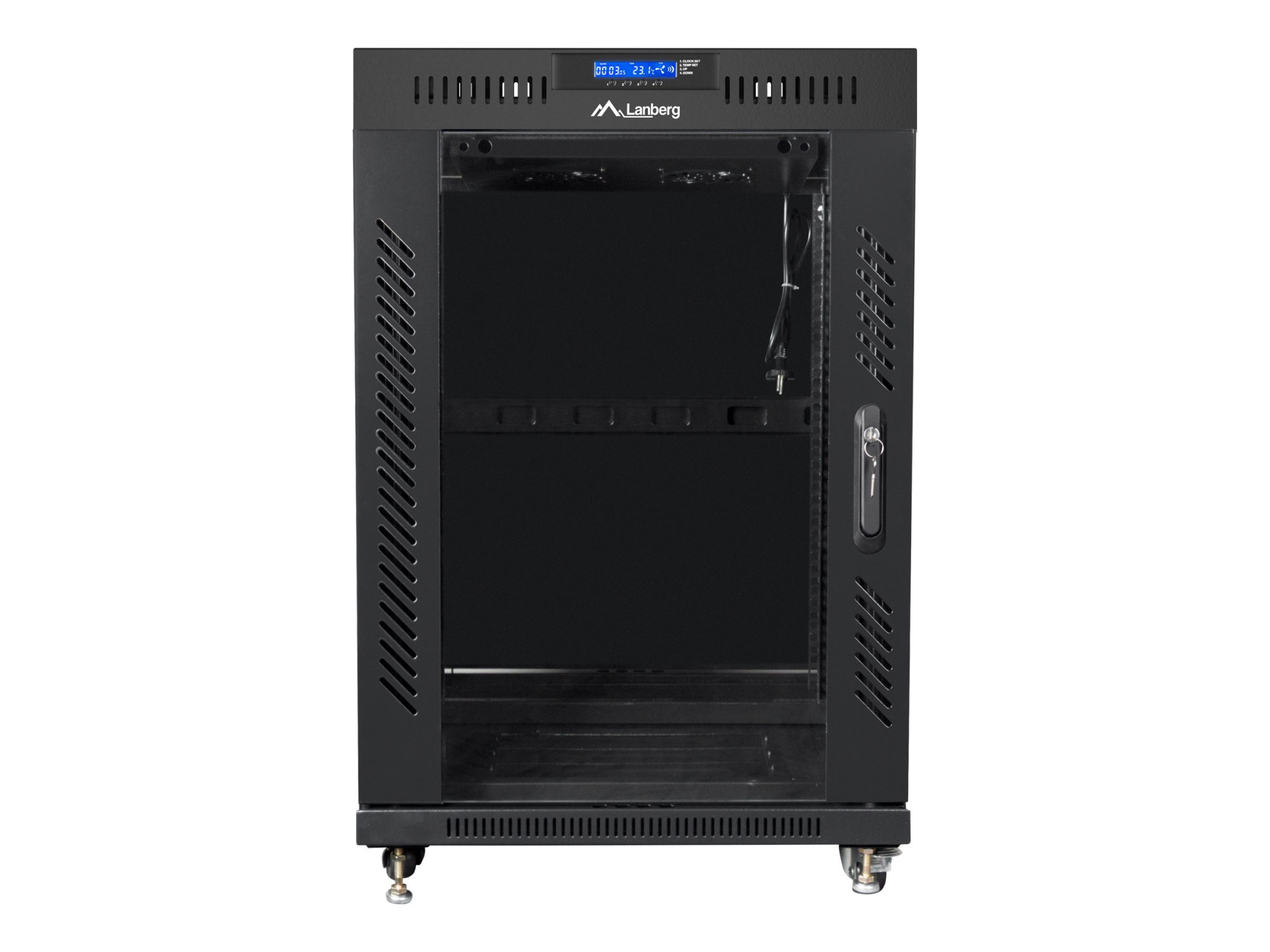 Lanberg | Rack cabinet 19" free-standing 15U/600x800 (flat pack) with glass door, LCD | FF01-6815-12BL | Black - Image 2