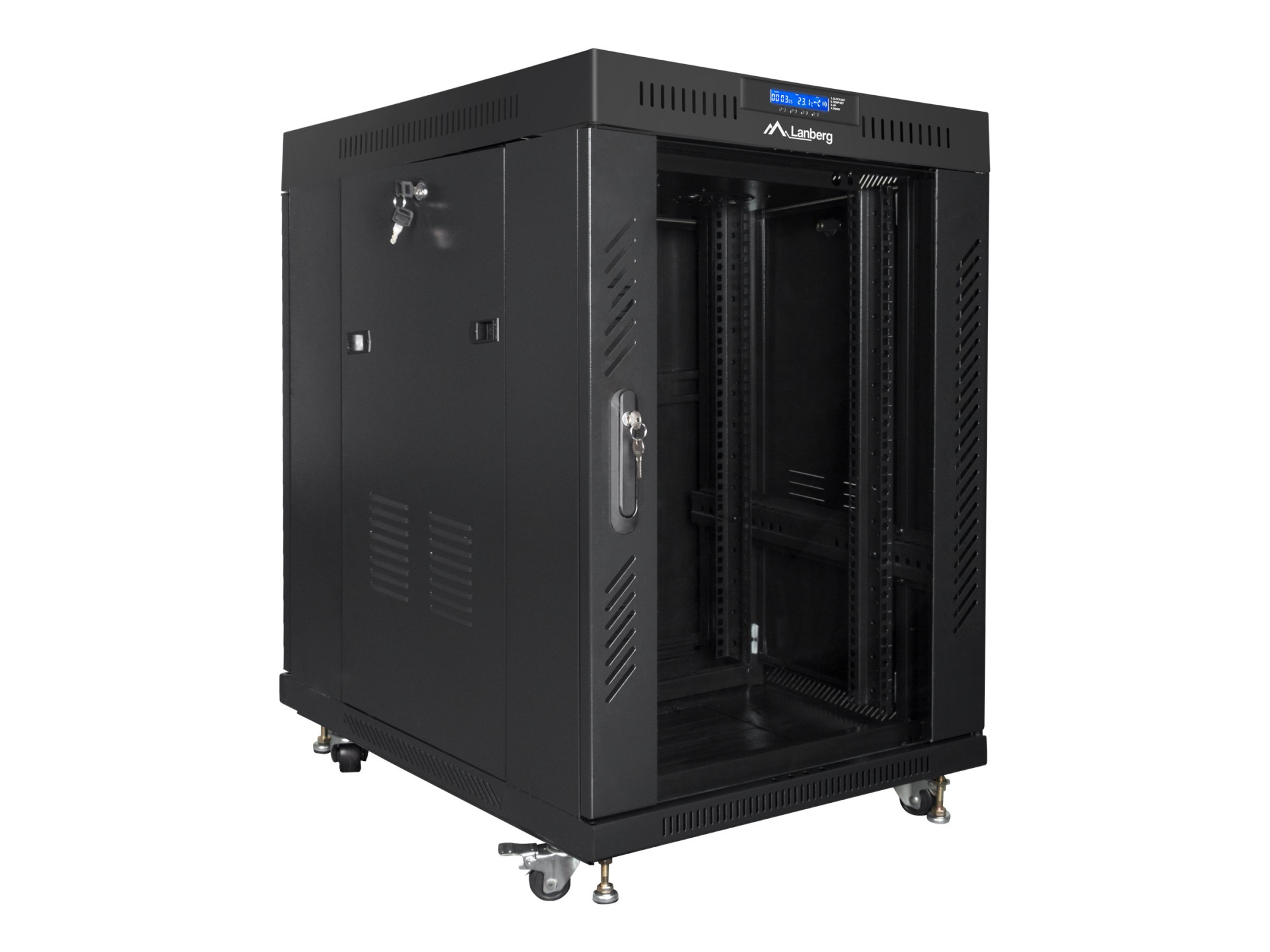 Lanberg | Rack cabinet 19" free-standing 15U/600x800 (flat pack) with glass door, LCD | FF01-6815-12BL | Black - Image 3