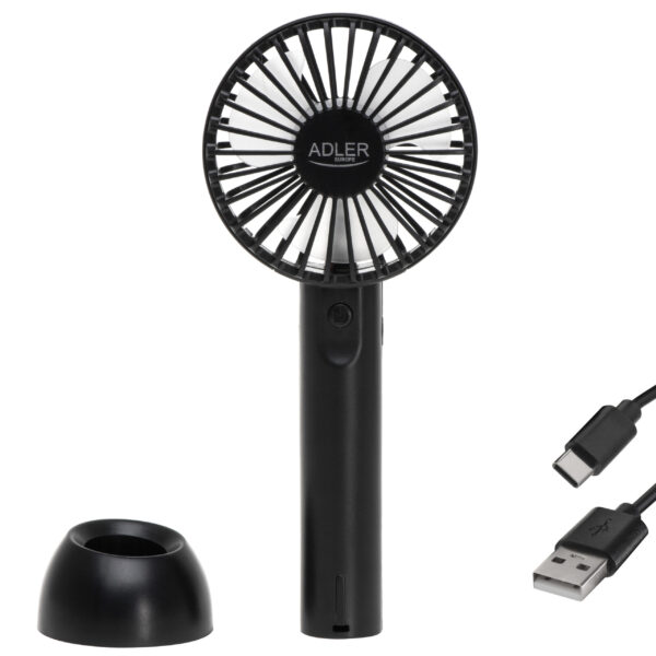 Adler Mini USB Fan | AD 7338 | Desk fan | Black | Diameter 7 cm | Number of speeds 3 - Image 3