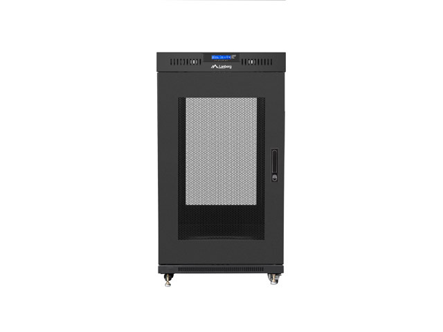 Lanberg | Rack cabinet 19" free-standing 22U/800x800 (flat pack) with glass door, LCD | FF01-8822-23BL | Black - Image 2