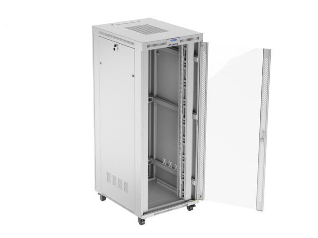 Lanberg | Rack cabinet 19" free-standing 42U/800x1000 (flat pack) with glass door, LCD | FF01-8042-12SL | Grey - Image 2