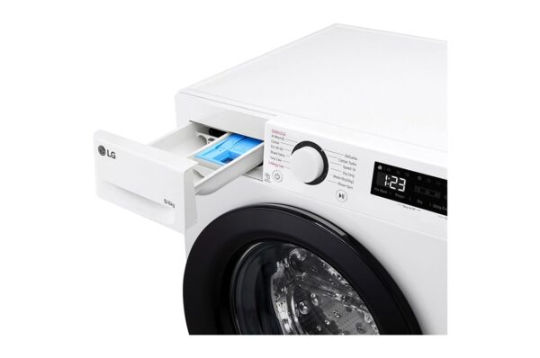 LG | Washing machine with dryer | F4DR509SBW | Energy efficiency class A | Front loading | Washing capacity 	9 kg | 1400 RPM | Depth 55 cm | Width 60 cm | Display | Rotary knob + LED | Drying system | Drying capacity 6 kg | Steam function | Direct drive | White - Image 7
