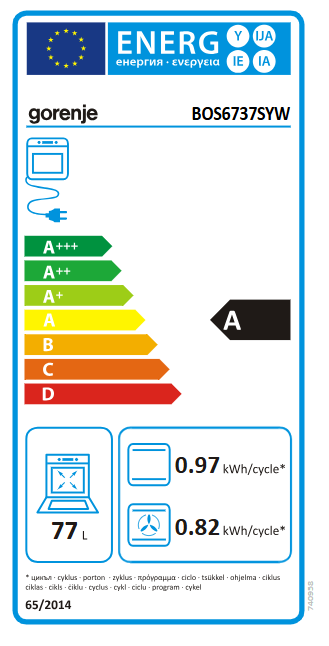 Gorenje Oven | BOS6737SYW | 77 L | Electric | AquaClean | Mechanical control | Steam function | Height 59.5 cm | Width 59.5 cm | White - Image 10