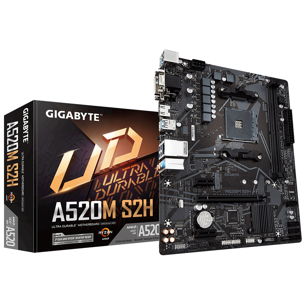 Gigabyte | A520M S2H 1.0 | Processor family AMD | Processor socket AM4 | DDR4 DIMM | Memory slots 2 | Chipset AMD A | Micro ATX