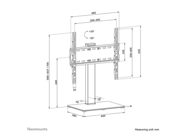 Neomounts Desk Mount | DS45-430BL14 TV stand | Adjustable Height, Swivel | 32-55 " | Maximum weight (capacity) 40 kg | Black - Image 14