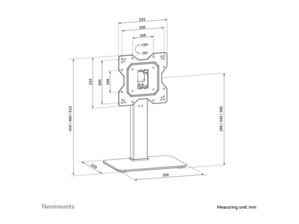 Neomounts Desk Mount | DS45-430BL12 TV stand | Adjustable Height, Swivel | 23-43 " | Maximum weight (capacity) 40 kg | Black - Image 15
