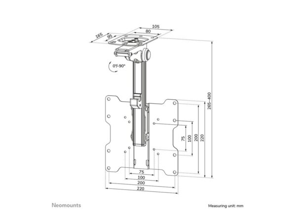 Neomounts FPMA-C020BLACK Monitor/TV Mount Ceiling | Adjustable Height, Tilt | 10-40 " | Maximum weight (capacity) 20 kg | Black - Image 5