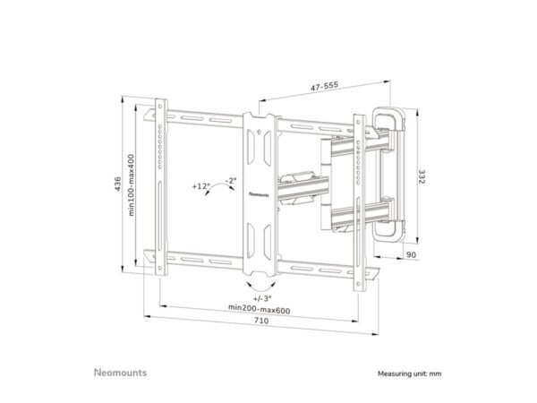 Neomounts Wall mount | WL40S-850BL16 TV mount wall | Full motion, Tilt, Swivel | 40-70 " | Maximum weight (capacity) 45 kg | Black - Image 21