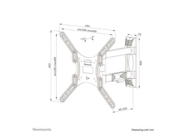 Neomounts Wall mount | WL40-550BL14 TV mount wall | Rotate, Tilt, Swivel | 32-55 " | Maximum weight (capacity) 35 kg | Black - Image 19