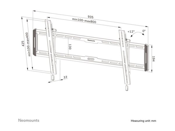 Neomounts Wall mount | WL35-550BL18 TV mount wall | Tilt | 43-86 " | Maximum weight (capacity) 60 kg | Black - Image 20