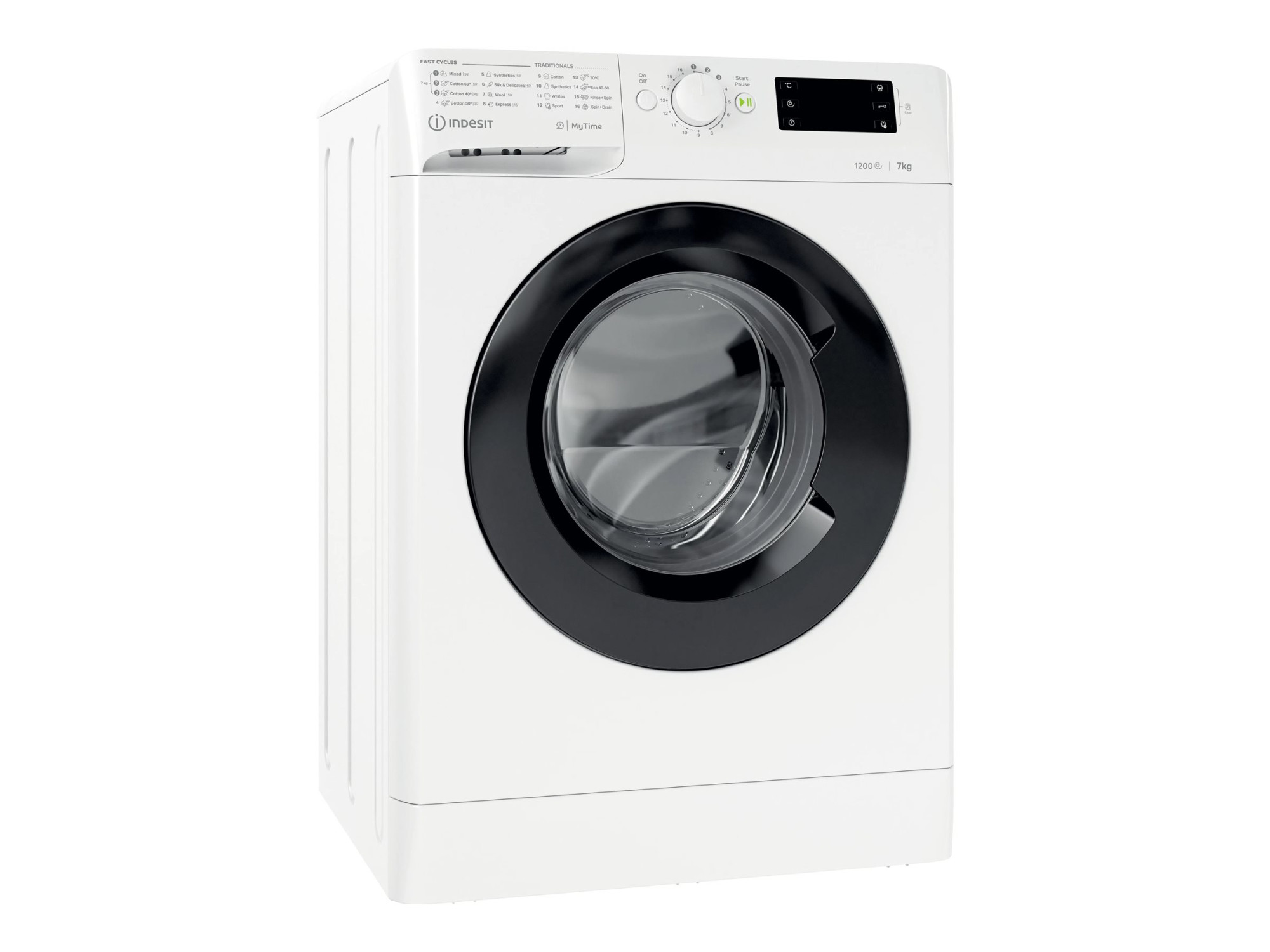 INDESIT | Washing machine | MTWE 71252 WK EE | Energy efficiency class E | Front loading | Washing capacity 7 kg | 1200 RPM | Depth 54 cm | Width 59.5 cm | Display | Big Digit | White - Image 3