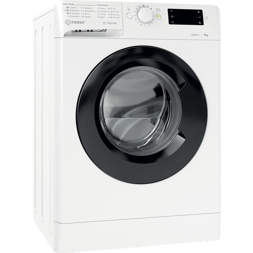 INDESIT | Washing machine | MTWE 71252 WK EE | Energy efficiency class E | Front loading | Washing capacity 7 kg | 1200 RPM | Depth 54 cm | Width 59.5 cm | Display | Big Digit | White - Image 2