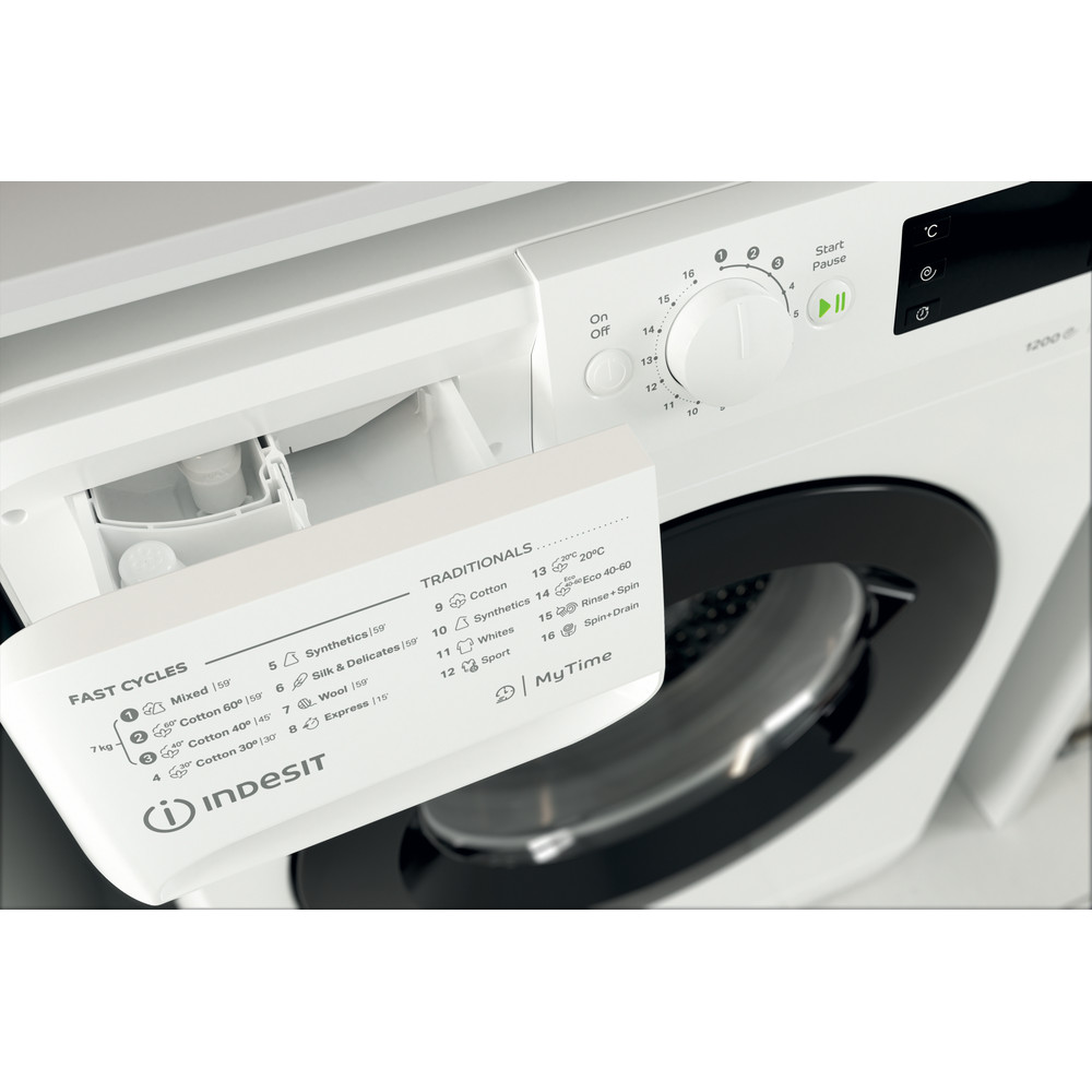 INDESIT | Washing machine | MTWE 71252 WK EE | Energy efficiency class E | Front loading | Washing capacity 7 kg | 1200 RPM | Depth 54 cm | Width 59.5 cm | Display | Big Digit | White - Image 7