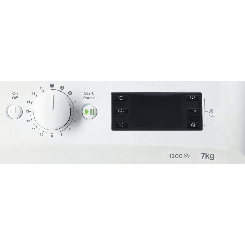 INDESIT | Washing machine | MTWE 71252 WK EE | Energy efficiency class E | Front loading | Washing capacity 7 kg | 1200 RPM | Depth 54 cm | Width 59.5 cm | Display | Big Digit | White - Image 10