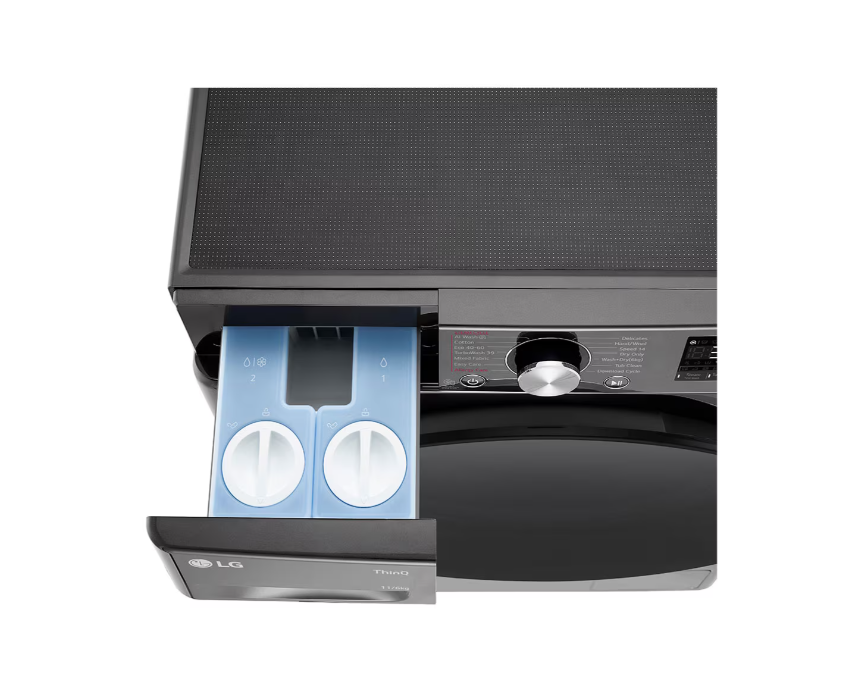 LG Washing Machine with Dryer | F4DR711S2BA | Energy efficiency class A/D | Front loading | Washing capacity 11 kg | 1400 RPM | Depth 57 cm | Width 60 cm | Display | TFT | Drying system | Drying capacity 6 kg | Steam function | Direct drive | Wi-Fi | Black - Image 8