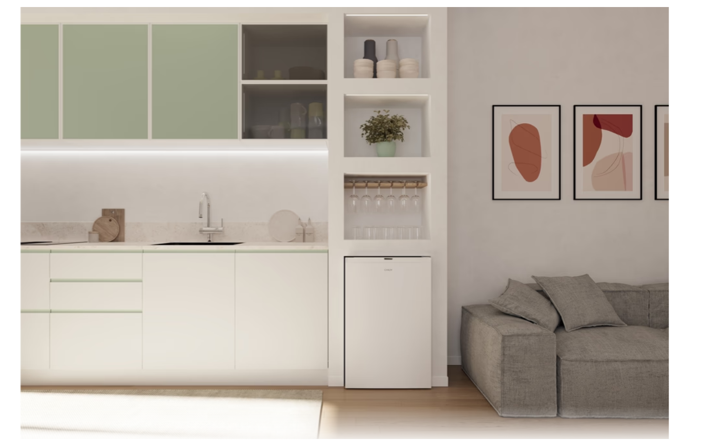 Candy Refrigerator | CNOQ2S58EW | Energy efficiency class E | Free standing | Larder | Height 85 cm | Fridge net capacity 100 L | Freezer net capacity 14 L | 37 dB | White - Image 8