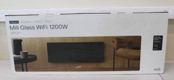 SALE OUT. Mill GL1200WIFI3B WiFi Gen3 Panel Heater, Glass Front, Aluminium, Power 1200 W, Room size 14-18 m2, Black | Mill | Heater | GL1200WIFI3B WiFi Gen3 | Panel Heater | 1200 W | Suitable for rooms up to 14-18 m² | Black | DAMAGED PACKAGING