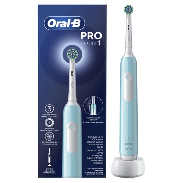 Oral-B | Electric Toothbrush | Pro Series 1 Cross Action | Rechargeable | For adults | Number of brush heads included 1 | Number of teeth brushing modes 3 | Caribbean Blue