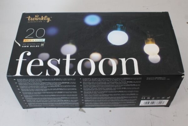 SALE OUT. Twinkly Festoon Smart LED Lights 20 AWW (Gold+Silver) G45 bulbs, 10m|Twinkly REFURBISHED, NO MANUAL, DIRTY, 3 MONTHS WARRANTY