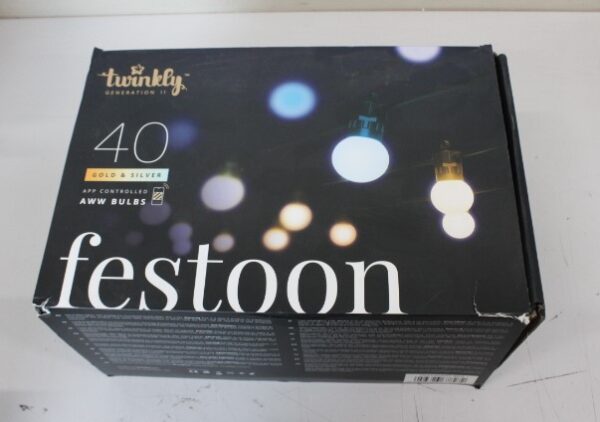 SALE OUT. Twinkly Festoon Smart LED Lights 40 AWW (Gold+Silver) G45 bulbs, 20m|Twinkly REFURBISHED, NO MANUAL, DIRTY, 3 MONTHS WARRANTY