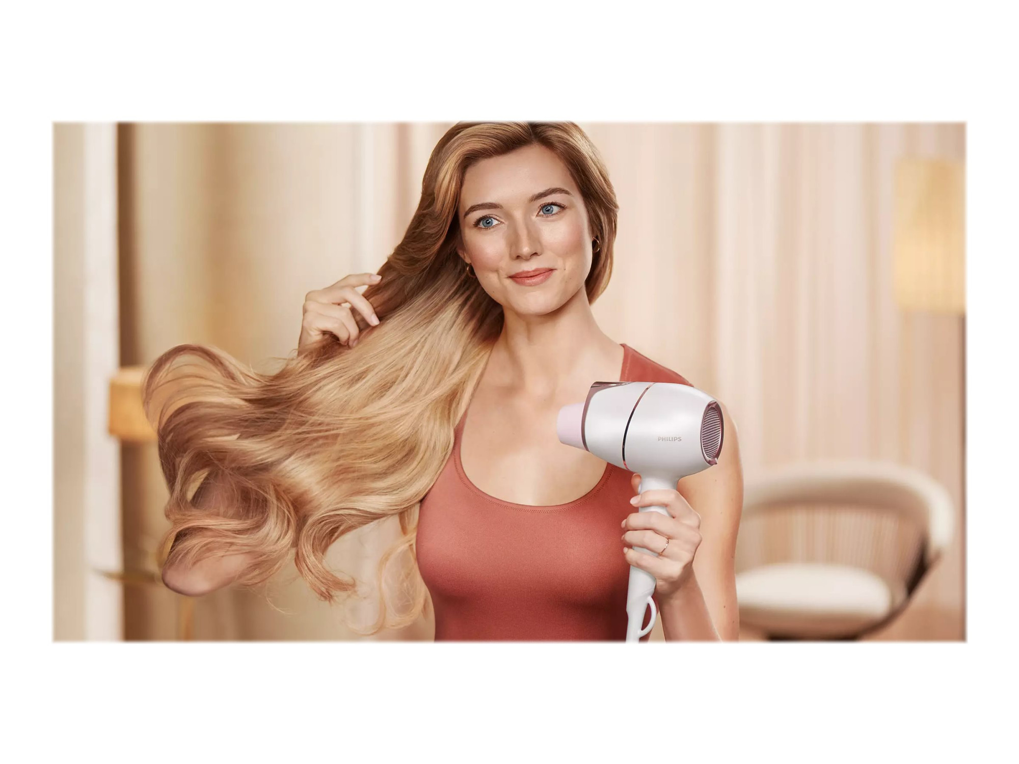 Philips Hair Dryer with SenseIQ | BHD628/00 Prestige | 1800 W | Number of temperature settings 3 | Ionic function | Diffuser nozzle | White/Rose - Image 5