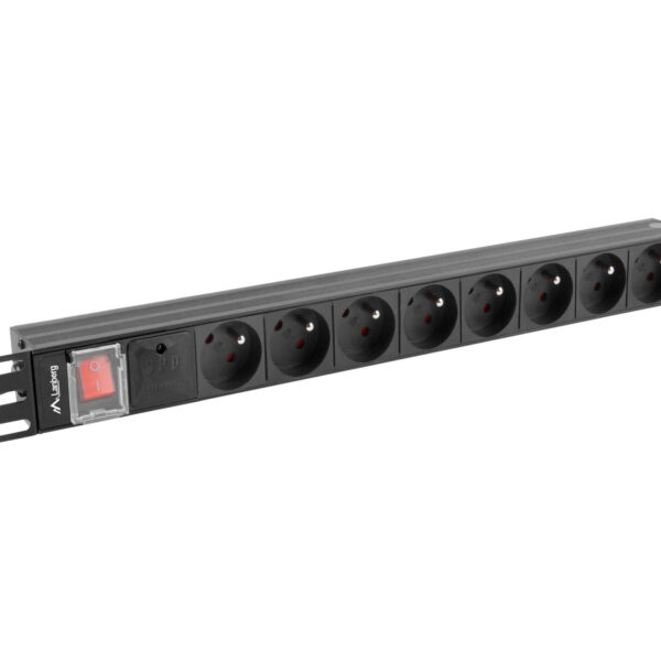 Lanberg Power Distribution Unit (PDU) 19" 1U 16A 2m 8x French Outlets | PDU-08E-0200-BK