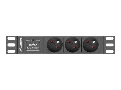 Lanberg Power Distribution Unit (PDU) 10" 1U 16A 2m 3x French Outlets | PDU-03E-0200-BK