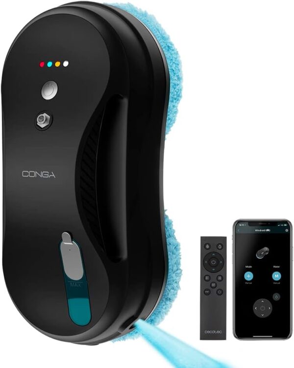 Cecotec Window Cleaning Robot | Conga Windroid 890 SprayWater Smart Connected T | Corded | Black