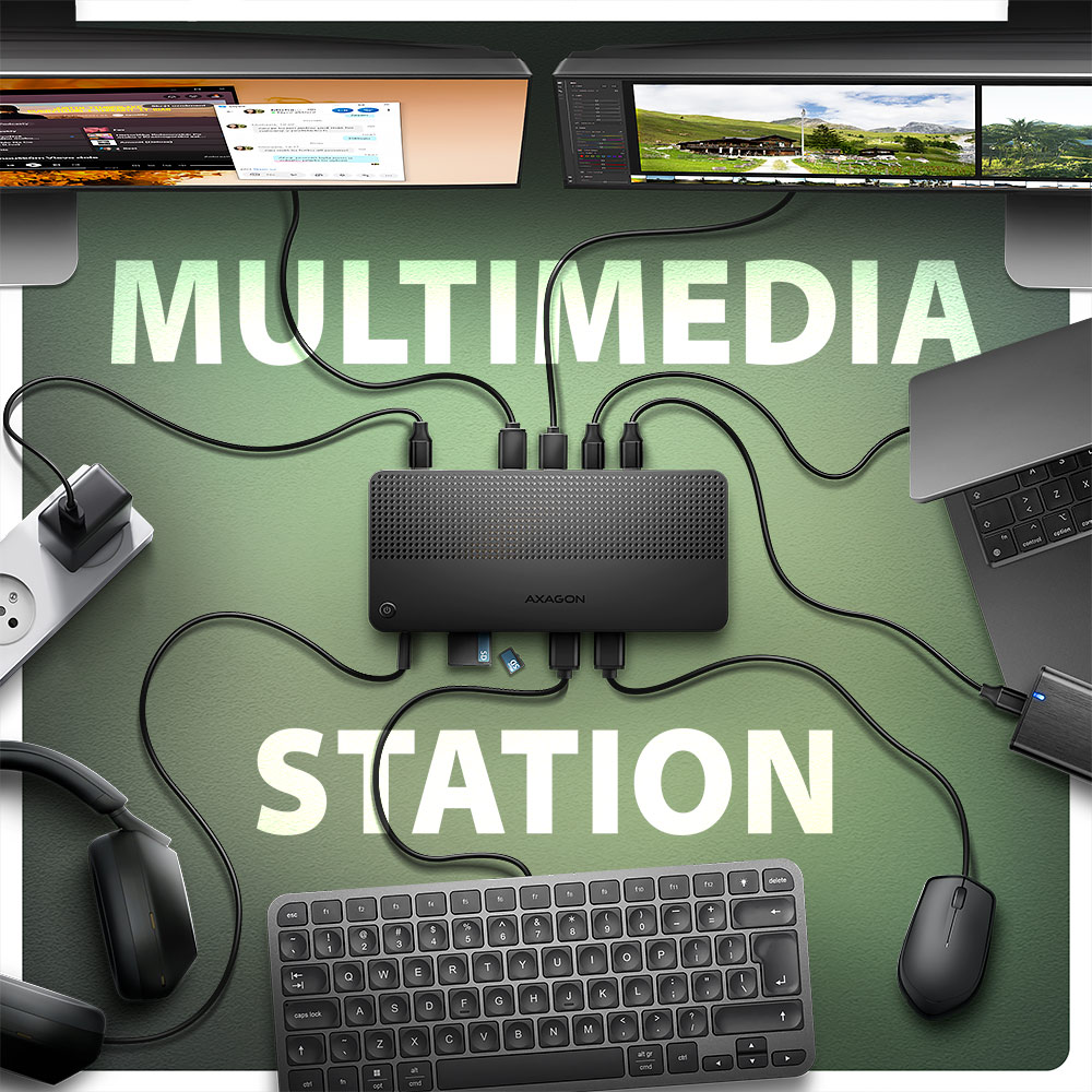 AXAGON USB4 40Gbps DUAL 4K DISPLAY 12in1 Dock | HMC-U4 - Image 5