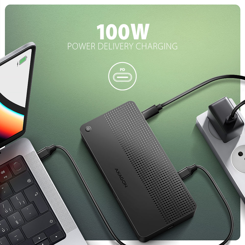 AXAGON USB4 40Gbps DUAL 4K DISPLAY 12in1 Dock | HMC-U4 - Image 6