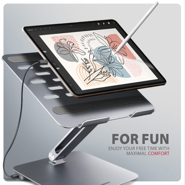 AXAGON Desk Mount | HMC-STND USB-C 5Gbps Stand and Hub 7in1 | Adjustable Height, Tilt | 10-16 " | Aluminum - Image 4