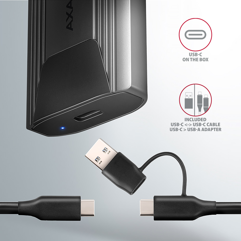 AXAGON USB-C 10Gbps - M.2 NVMe and SATA SSD THIN SCREWLESS box | EEM2-GTS2 - Image 5
