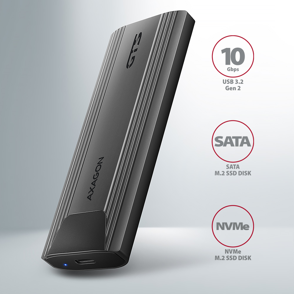 AXAGON USB-C 10Gbps - M.2 NVMe and SATA SSD THIN SCREWLESS box | EEM2-GTS2 - Image 10