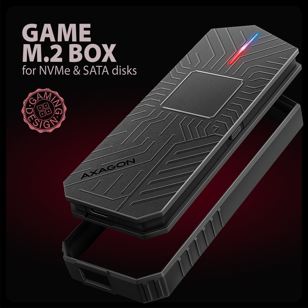 AXAGON USB-C 10Gbps - M.2 NVMe and SATA SSD GAME M.2 box | EEM2-GAM - Image 2