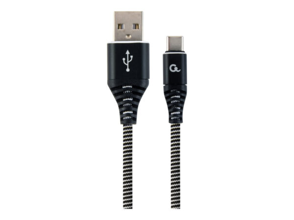 Cablexpert | Premium cotton braided Type-C USB charging and data cable, 1 m | CC-USB2B-AMCM-1M-BW - Image 2