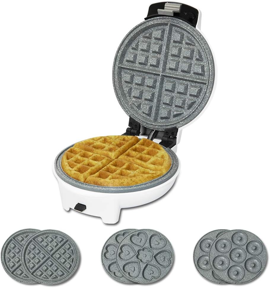 Cecotec Waffle Maker | Fun Gofrestone 3in1 | 700 W | Number of pastry 3 | Waffle/Muffin/Donut | White